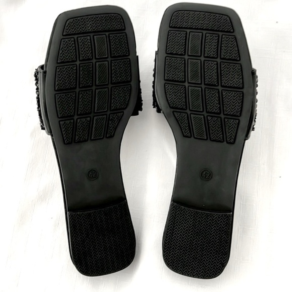 Black Textured Slip~Ons~ Slides / Dress Up or Down / Perfect For Summer - Picture 5 of 9
